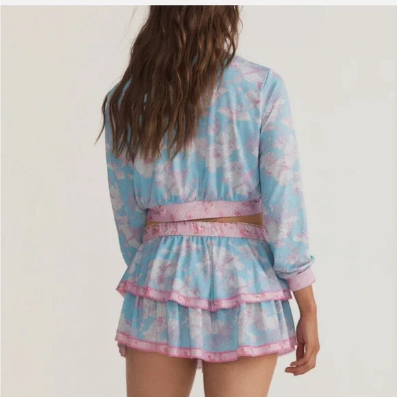 LoveShackFancy x Hurley Under The Sea cover up bathingsuit Tiered Ruffle Skirt - Picture 9 of 9